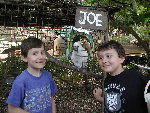 Tim and Anthony with Joey the parrot